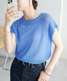 【新色追加!/程よい透け感◎//WEB限定】フレンチスリーブリブニット