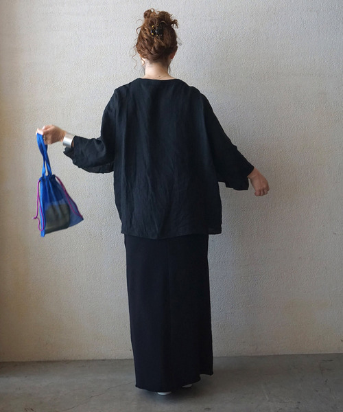 JOURNAL STANDARD LUXE(ジャーナルスタンダード ラックス)の「フレンチリネンキャンバス フリルプルブラウス(シャツ/ブラウス・レディース・ネイビー/ホワイト/ブラック・FREE)」の8枚目の写真