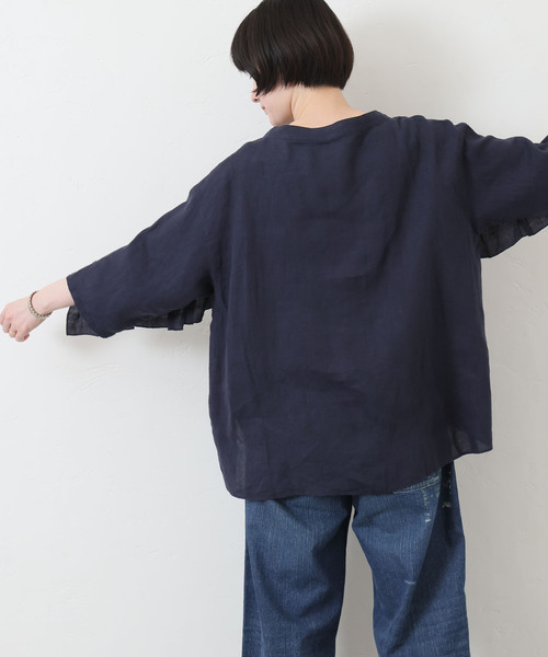 ジャーナルスタンダードラックス　フリルプルブラウス journal standard luxe｜フレンチリネンキャンバス フリルプル