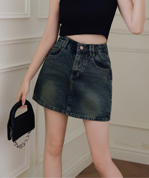FINEnough（ファインナフ）の「デニムミニスカート/インパン付き（スカート・レディース・ブルー/インディゴブルー・M/S/L）」の19枚目の写真