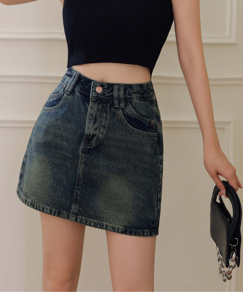 FINEnough（ファインナフ）の「デニムミニスカート/インパン付き（スカート・レディース・ブルー/インディゴブルー・M/S/L）」の20枚目の写真