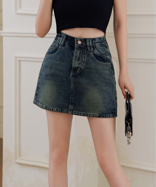 FINEnough（ファインナフ）の「デニムミニスカート/インパン付き（スカート・レディース・ブルー/インディゴブルー・M/S/L）」の9枚目の写真