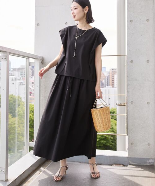 AMERICAN HOLIC（アメリカンホリック）の「【多機能】フレンチスリーブタックトップス＋ギャザースカート（SETアイテム）（その他トップス・レディース・ブラック/モカ/ネイビー・L/M）」の5枚目の写真