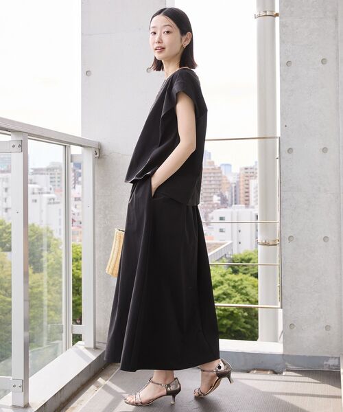 AMERICAN HOLIC（アメリカンホリック）の「【多機能】フレンチスリーブタックトップス＋ギャザースカート（SETアイテム）（その他トップス・レディース・ブラック/モカ/ネイビー・L/M）」の6枚目の写真