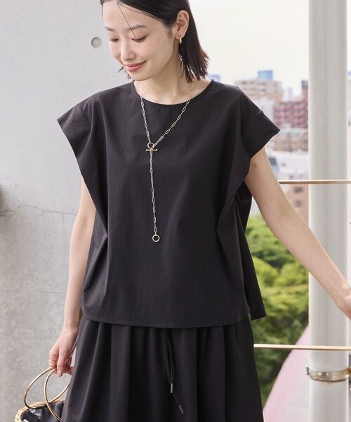 AMERICAN HOLIC（アメリカンホリック）の「【多機能】フレンチスリーブタックトップス＋ギャザースカート（SETアイテム）（その他トップス・レディース・ブラック/モカ/ネイビー・L/M）」の9枚目の写真