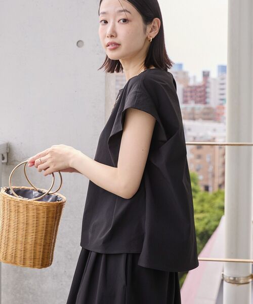 AMERICAN HOLIC（アメリカンホリック）の「【多機能】フレンチスリーブタックトップス＋ギャザースカート（SETアイテム）（その他トップス・レディース・ブラック/モカ/ネイビー・L/M）」の10枚目の写真