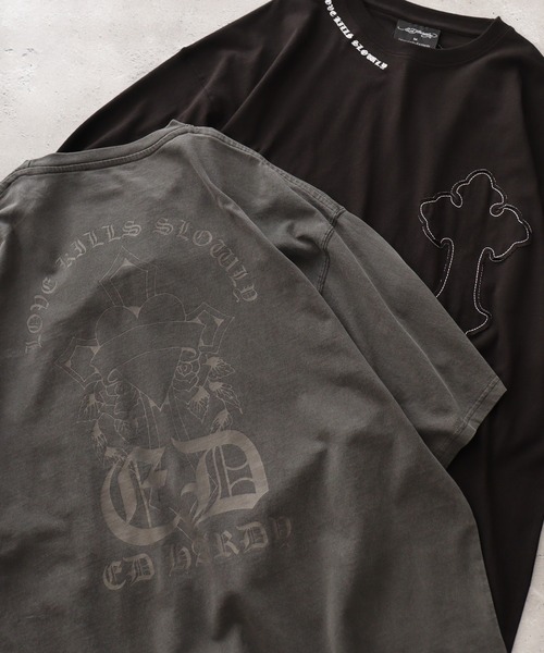 FUNALIVE(ファンアライブ)の「ED HARDY クロスTシャツ(Tシャツ/カットソー・メンズ・ブラック/チャコール・L/M)」の2枚目の写真