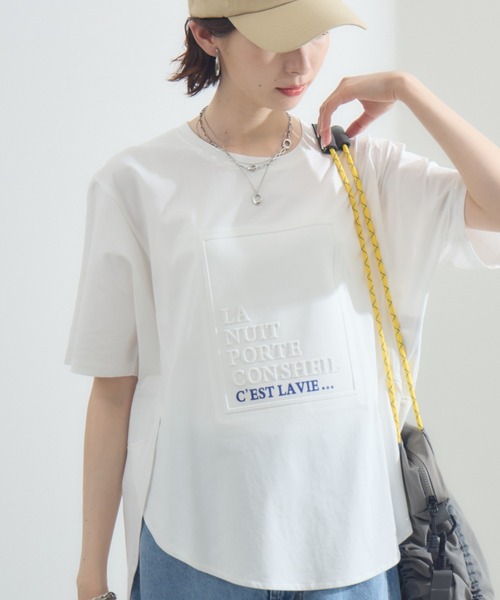 Paradise Picnic(パラダイスピクニック)の「エンボスロゴTシャツ(Tシャツ/カットソー・レディース・ベージュ/ブラック/ホワイト・FREE)」の2枚目の写真