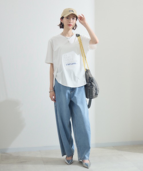 Paradise Picnic(パラダイスピクニック)の「エンボスロゴTシャツ(Tシャツ/カットソー・レディース・ベージュ/ブラック/ホワイト・FREE)」の6枚目の写真
