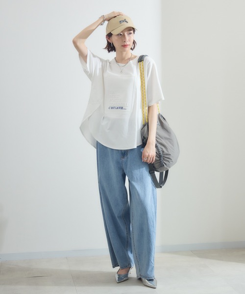Paradise Picnic(パラダイスピクニック)の「エンボスロゴTシャツ(Tシャツ/カットソー・レディース・ベージュ/ブラック/ホワイト・FREE)」の7枚目の写真