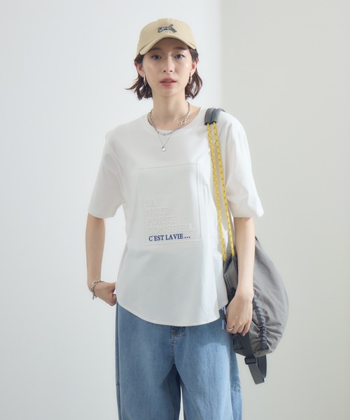 Paradise Picnic(パラダイスピクニック)の「エンボスロゴTシャツ(Tシャツ/カットソー・レディース・ベージュ/ブラック/ホワイト・FREE)」の8枚目の写真
