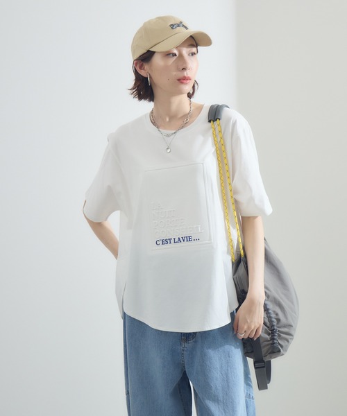 Paradise Picnic(パラダイスピクニック)の「エンボスロゴTシャツ(Tシャツ/カットソー・レディース・ベージュ/ブラック/ホワイト・FREE)」の9枚目の写真