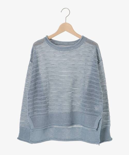 le.coeur blanc（ルクールブラン）の「リネンライクメッシュニットプルオーバー（ニット/セーター・レディース・ベージュ/ブラウン/ブルー・38）」の4枚目の写真