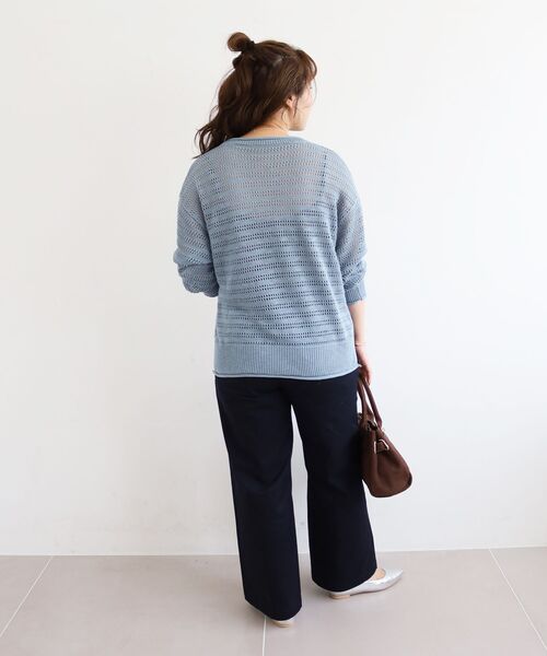 le.coeur blanc（ルクールブラン）の「リネンライクメッシュニットプルオーバー（ニット/セーター・レディース・ベージュ/ブラウン/ブルー・38）」の20枚目の写真