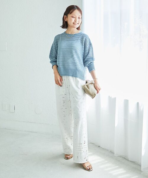 le.coeur blanc（ルクールブラン）の「リネンライクメッシュニットプルオーバー（ニット/セーター・レディース・ベージュ/ブラウン/ブルー・38）」の22枚目の写真