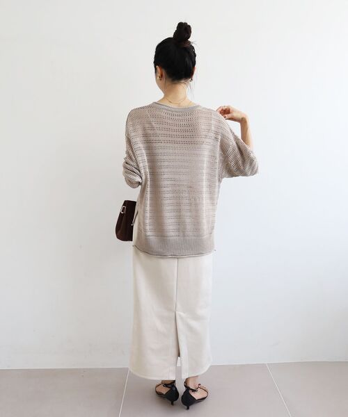 le.coeur blanc（ルクールブラン）の「リネンライクメッシュニットプルオーバー（ニット/セーター・レディース・ベージュ/ブラウン/ブルー・38）」の9枚目の写真