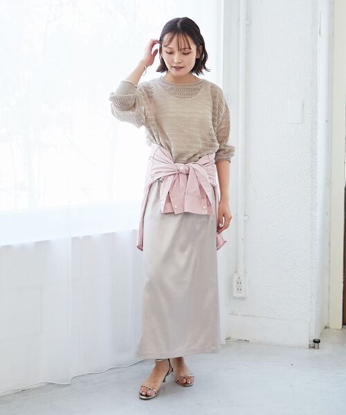 le.coeur blanc（ルクールブラン）の「リネンライクメッシュニットプルオーバー（ニット/セーター・レディース・ベージュ/ブラウン/ブルー・38）」の11枚目の写真