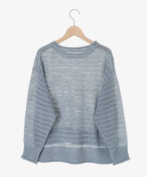 le.coeur blanc（ルクールブラン）の「リネンライクメッシュニットプルオーバー（ニット/セーター・レディース・ベージュ/ブラウン/ブルー・38）」の13枚目の写真