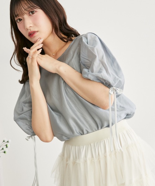 Auntie Rosa(アンティローザ)の「【 shochan direction item 】パフスリーブ2wayシアーブラウス(シャツ/ブラウス・レディース・ホワイト/グレー・FREE)」の19枚目の写真
