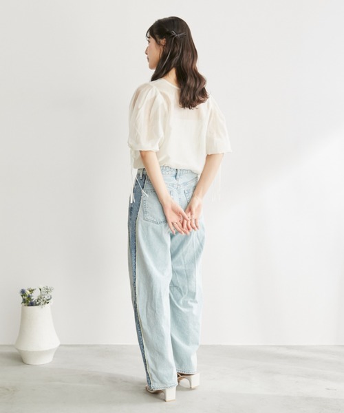 Auntie Rosa(アンティローザ)の「【 shochan direction item 】パフスリーブ2wayシアーブラウス(シャツ/ブラウス・レディース・ホワイト/グレー・FREE)」の10枚目の写真