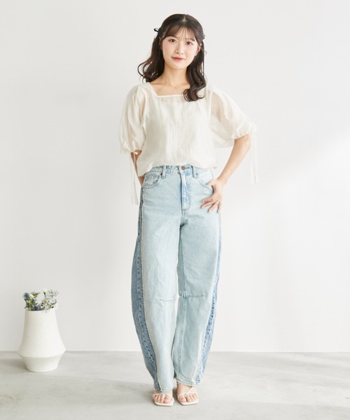Auntie Rosa(アンティローザ)の「【 shochan direction item 】パフスリーブ2wayシアーブラウス(シャツ/ブラウス・レディース・ホワイト/グレー・FREE)」の8枚目の写真