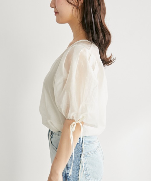 Auntie Rosa(アンティローザ)の「【 shochan direction item 】パフスリーブ2wayシアーブラウス(シャツ/ブラウス・レディース・ホワイト/グレー・FREE)」の11枚目の写真