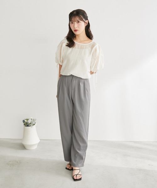 Auntie Rosa(アンティローザ)の「【 shochan direction item 】パフスリーブ2wayシアーブラウス(シャツ/ブラウス・レディース・ホワイト/グレー・FREE)」の14枚目の写真