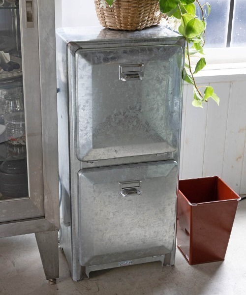 TRASH CAN DOUBLE DECKER GALVANIZED/ゴミ箱 2段（ダストボックス