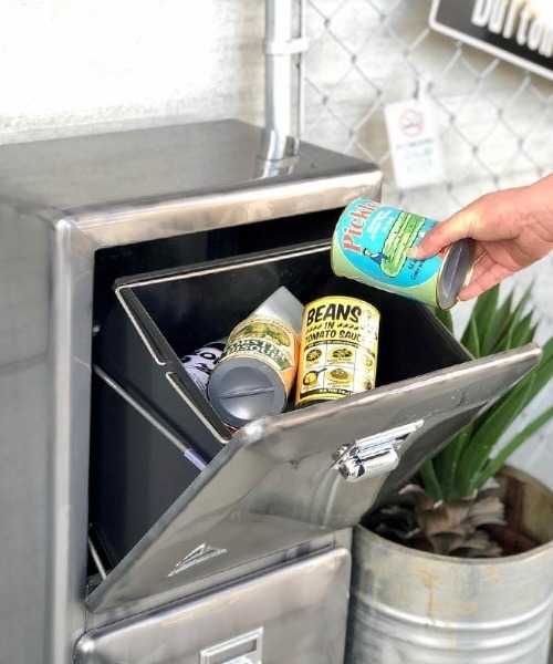 TRASH CAN DOUBLE DECKER GALVANIZED/ゴミ箱 2段（ダストボックス