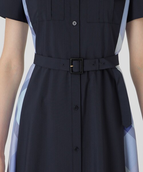 フロントポケットパーシャルチェックドレス（ワンピース）｜BLUE LABEL