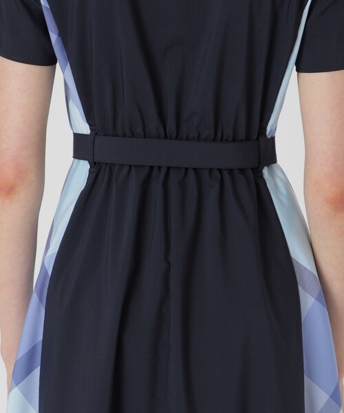 フロントポケットパーシャルチェックドレス（ワンピース）｜BLUE LABEL