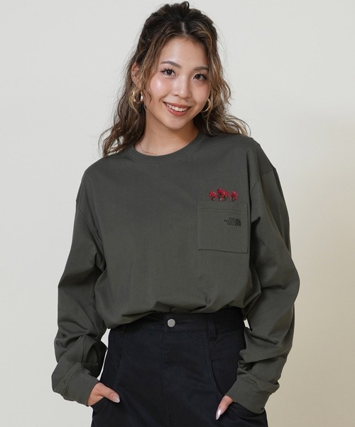 セール】THE NORTH FACE/ザ・ノース・フェイス ポケットロンT 花刺繍