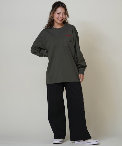 THE NORTH FACE/ザ・ノース・フェイス ポケットロンT 花刺繍 ワン