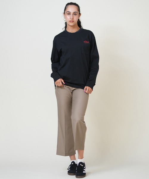 THE NORTH FACE(ザノースフェイス)の「THE NORTH FACE/ザ・ノース・フェイス ポケットロンT 花刺繍 ワンポイントロゴ NT82535(Tシャツ/カットソー・レディース・オリーブ/ブラック/オフホワイト・S/M)」の13枚目の写真