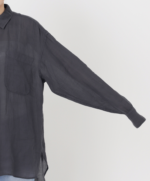 Spick & Span（スピックアンドスパン）の「ガーメントダイシアーラミーシャツ（シャツ/ブラウス・レディース・チャコールグレー/カーキ/ベージュ/ブルー系その他・FREE）」の17枚目の写真