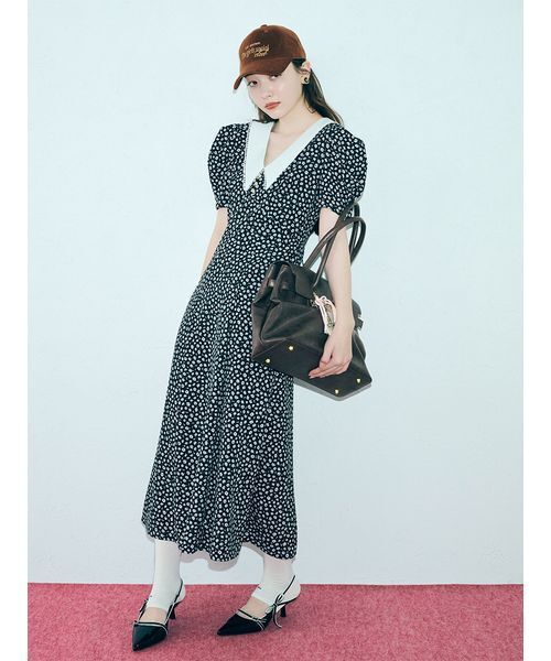 LILY BROWN(リリーブラウン)の「ヴィンテージカラーデザインワンピース(ワンピース・レディース・イエロー/チェック/ブラック・0/1)」の4枚目の写真