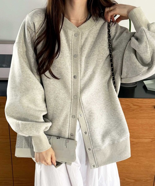 GeeRA（ジーラ）の「【M~LLサイズ展開】前後2wayスウェットカーディガン（スウェット・レディース・オートミール/杢グレー/ブラック・MEDIUM/LARGE/X-LARGE）」の3枚目の写真