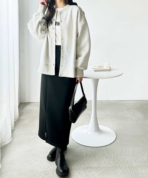 GeeRA（ジーラ）の「【M~LLサイズ展開】前後2wayスウェットカーディガン（スウェット・レディース・オートミール/杢グレー/ブラック・MEDIUM/LARGE/X-LARGE）」の4枚目の写真