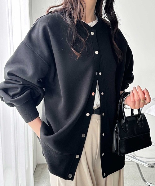 GeeRA（ジーラ）の「【M~LLサイズ展開】前後2wayスウェットカーディガン（スウェット・レディース・オートミール/杢グレー/ブラック・MEDIUM/LARGE/X-LARGE）」の7枚目の写真