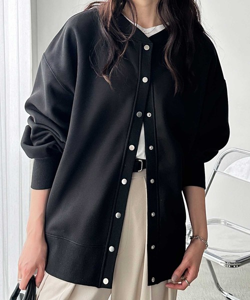 GeeRA（ジーラ）の「【M~LLサイズ展開】前後2wayスウェットカーディガン（スウェット・レディース・オートミール/杢グレー/ブラック・MEDIUM/LARGE/X-LARGE）」の6枚目の写真