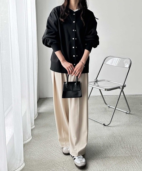 GeeRA（ジーラ）の「【M~LLサイズ展開】前後2wayスウェットカーディガン（スウェット・レディース・オートミール/杢グレー/ブラック・MEDIUM/LARGE/X-LARGE）」の9枚目の写真