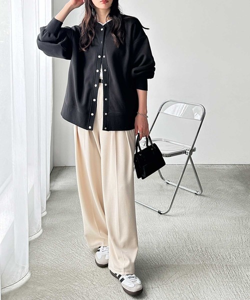 GeeRA（ジーラ）の「【M~LLサイズ展開】前後2wayスウェットカーディガン（スウェット・レディース・オートミール/杢グレー/ブラック・MEDIUM/LARGE/X-LARGE）」の8枚目の写真