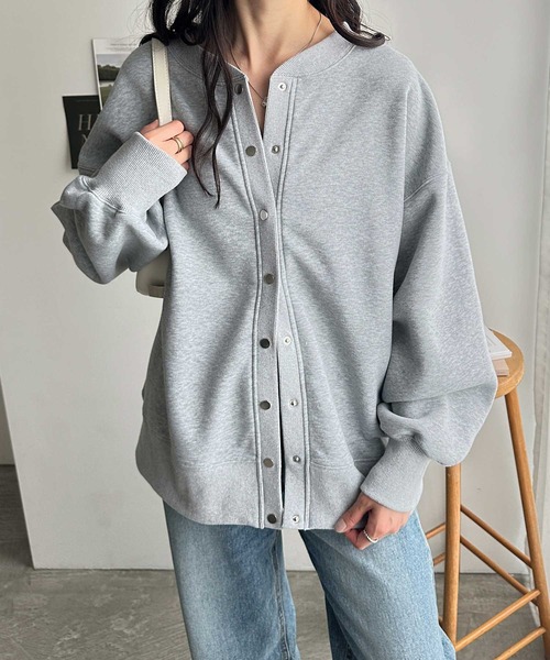 GeeRA（ジーラ）の「【M~LLサイズ展開】前後2wayスウェットカーディガン（スウェット・レディース・オートミール/杢グレー/ブラック・MEDIUM/LARGE/X-LARGE）」の11枚目の写真