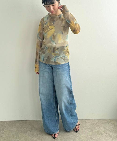 LHELBIE(レルビエ)の「ラフペイントシアートップス(Tシャツ/カットソー・レディース・イエロー/グレイッシュベージュ/ブラック・M)」の20枚目の写真