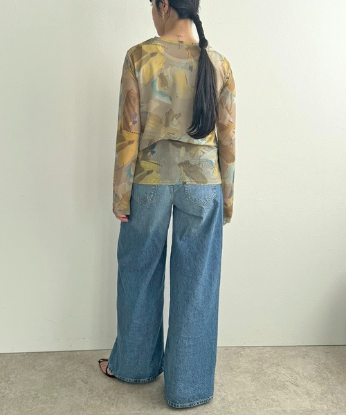 LHELBIE(レルビエ)の「ラフペイントシアートップス(Tシャツ/カットソー・レディース・イエロー/グレイッシュベージュ/ブラック・M)」の21枚目の写真