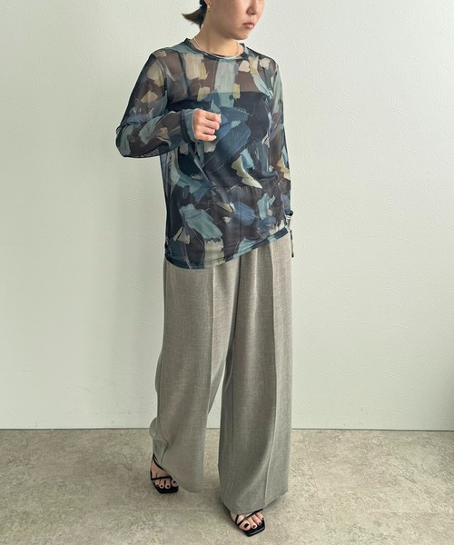 LHELBIE(レルビエ)の「ラフペイントシアートップス(Tシャツ/カットソー・レディース・イエロー/グレイッシュベージュ/ブラック・M)」の10枚目の写真