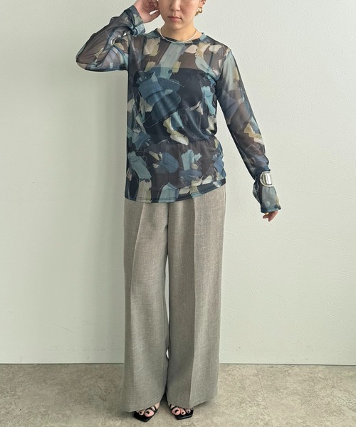 LHELBIE(レルビエ)の「ラフペイントシアートップス(Tシャツ/カットソー・レディース・イエロー/グレイッシュベージュ/ブラック・M)」の12枚目の写真
