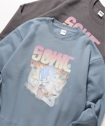 【SONIC/ソニック】裏起毛ピグメント風プリントスウェット