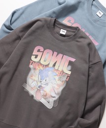 【ＳＯＮＩＣ/ソニック】裏起毛ピグメント風プリントスウェット