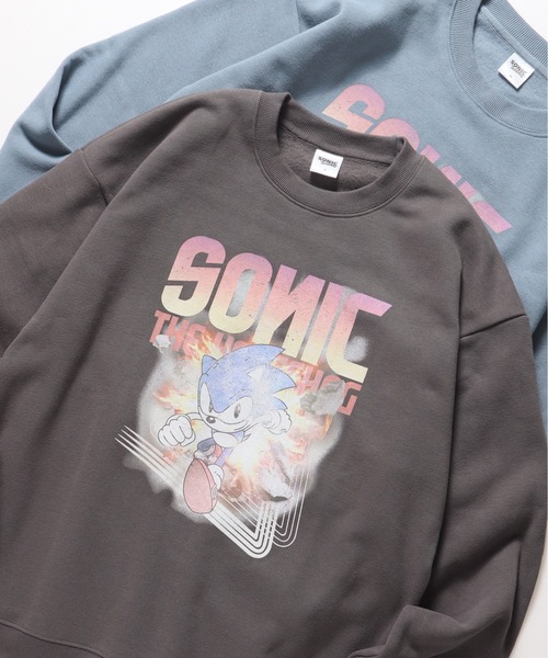 ALWAYS GOOD TIME(オルウェイズグッドタイム)の「【SONIC/ソニック】裏起毛ピグメント風プリントスウェット(スウェット・メンズ・ブラック系その他/アイボリー/ダークブルー/スミクロ・LARGE/MEDIUM)」の4枚目の写真